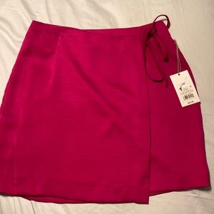 Satin pink mini wrap skirt